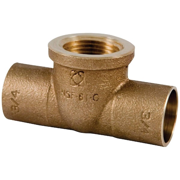 3/4 In. C x 3/4 In. C x 1/2 In. F Brass Low Lead Reducing Copper Tee